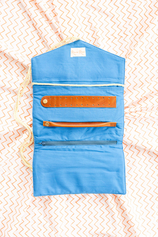 Embroidered Velvet Jewelry Organizer - Blue Botanical