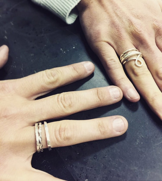 CHOOSE YOUR DATE - Silver Stackable Rings - PRIVATE CLASS