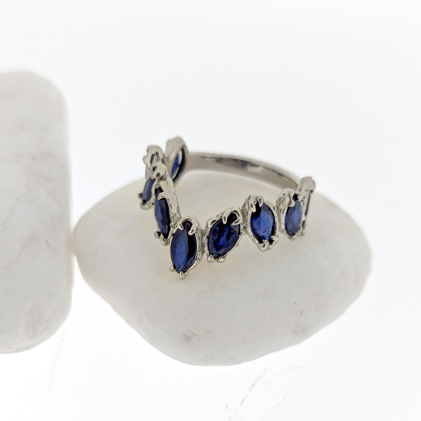 Elisa Organic Marquise Sapphire Half Eternity Band