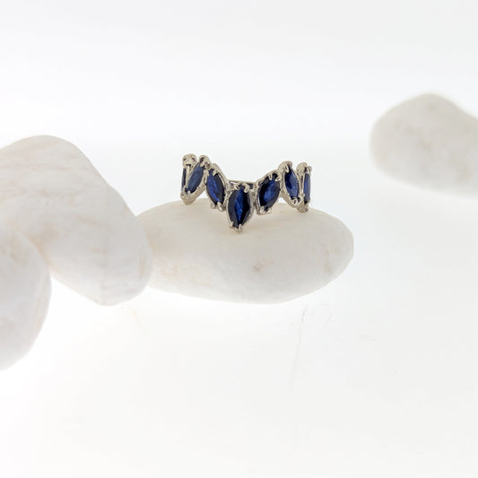 Elisa Organic Marquise Sapphire Half Eternity Band