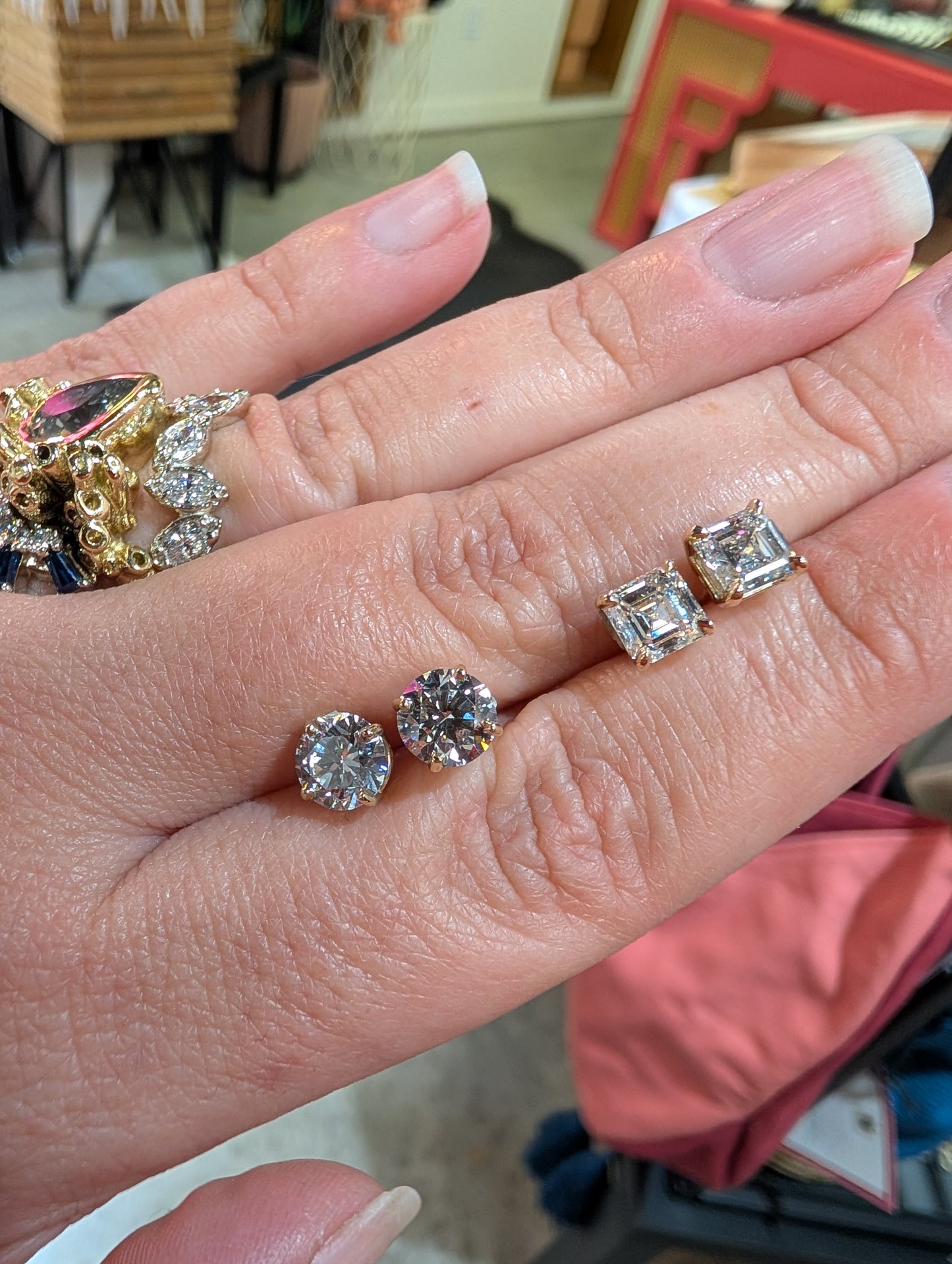 Lab Grown Round Diamond Stud Earrings - 4 Prong with Security Post