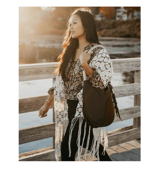 Small V Bag in Brown Leather