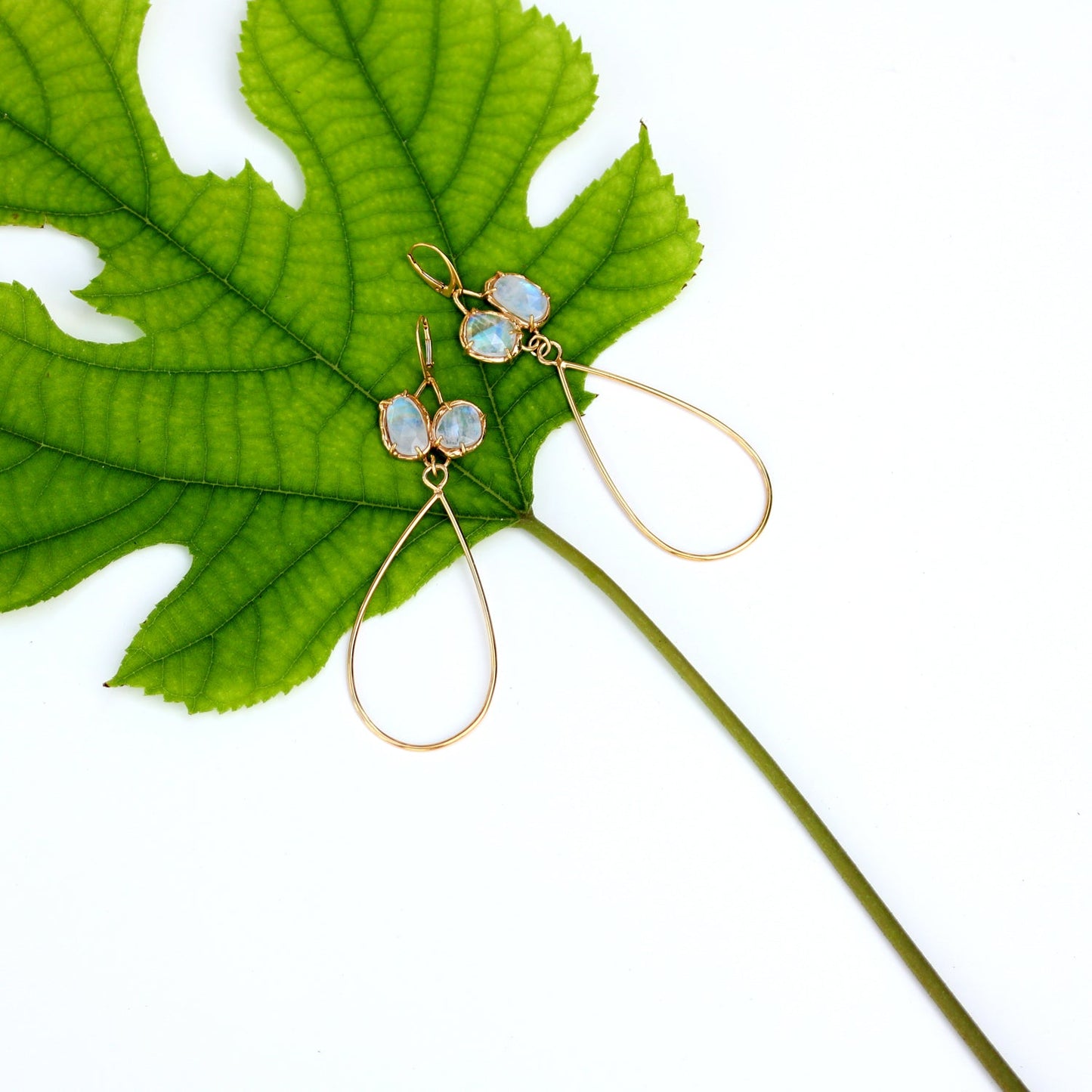 Handmade Adele Earrings in Gold Plated Sterling with Moonstone by Katie Poterala Jewelry