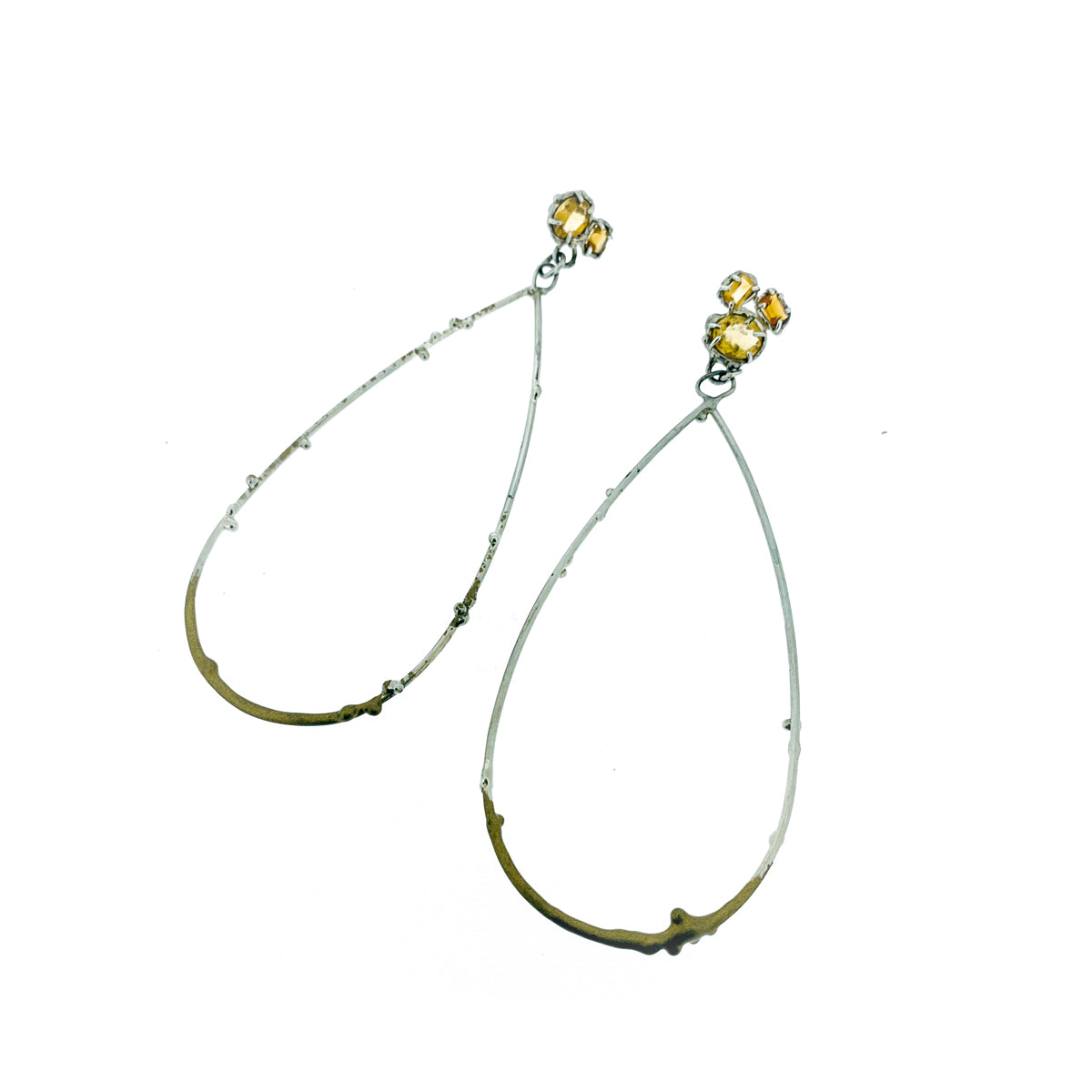 Citrine Cluster Long Earrings