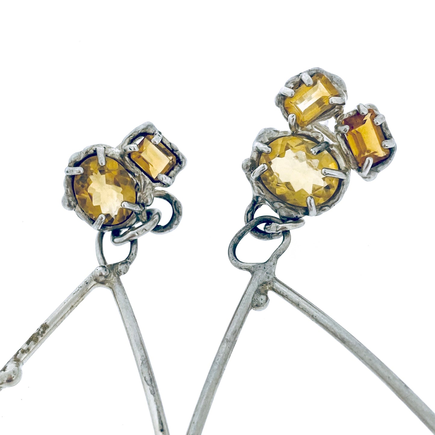 Citrine Cluster Long Earrings