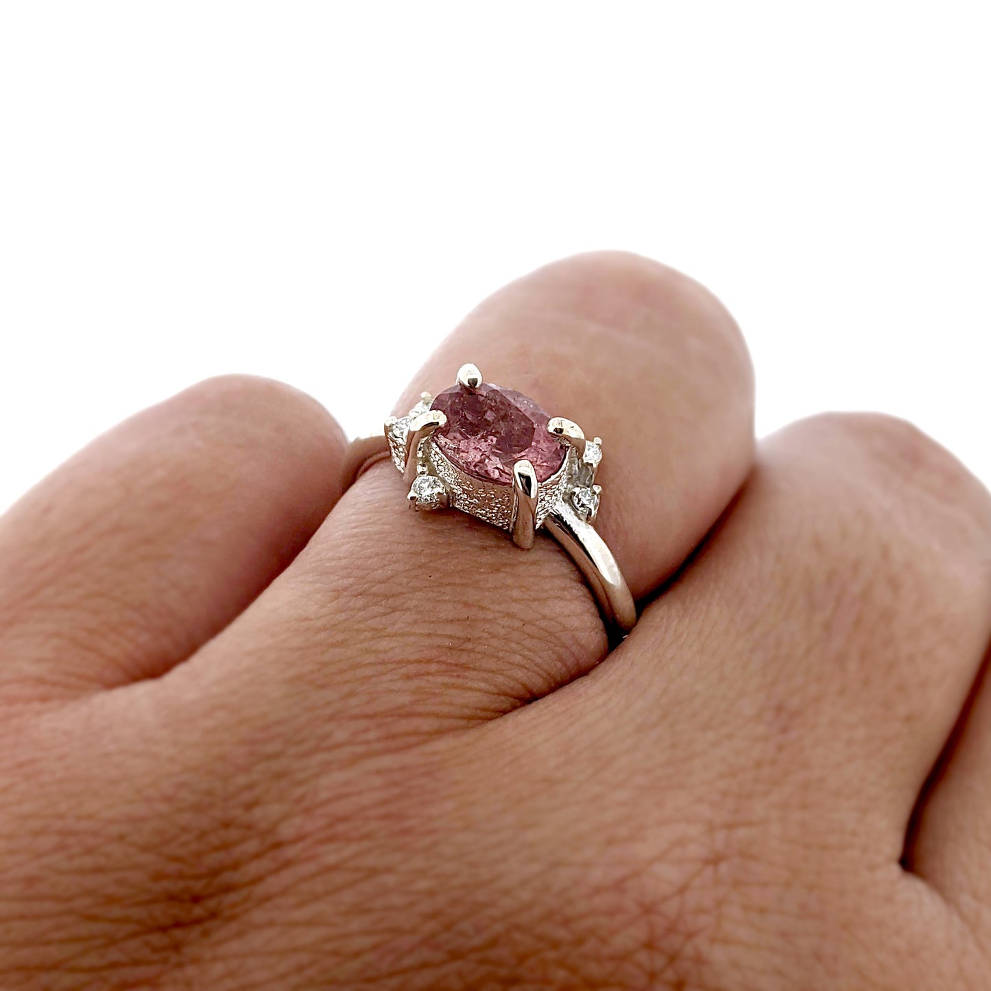 Roman Ring - Pink Tourmaline and Diamond