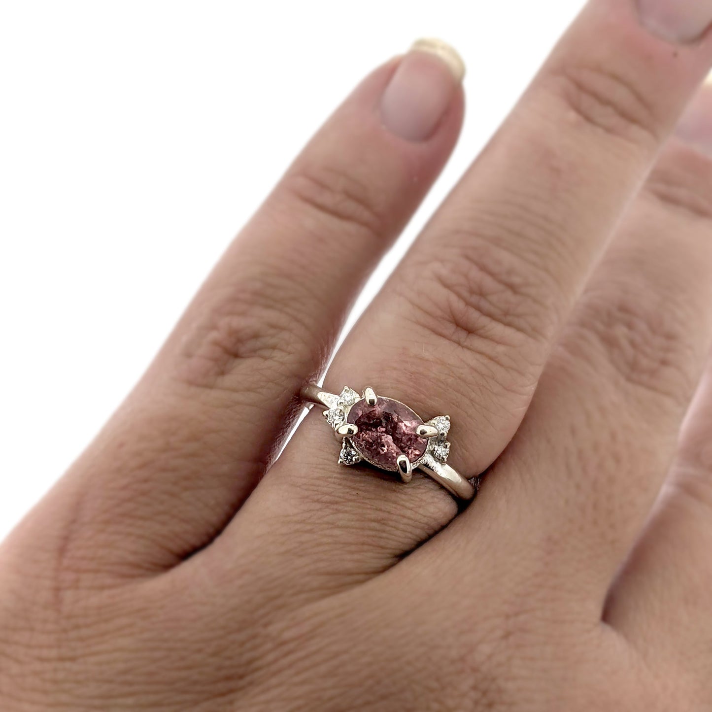 Roman Ring - Pink Tourmaline and Diamond