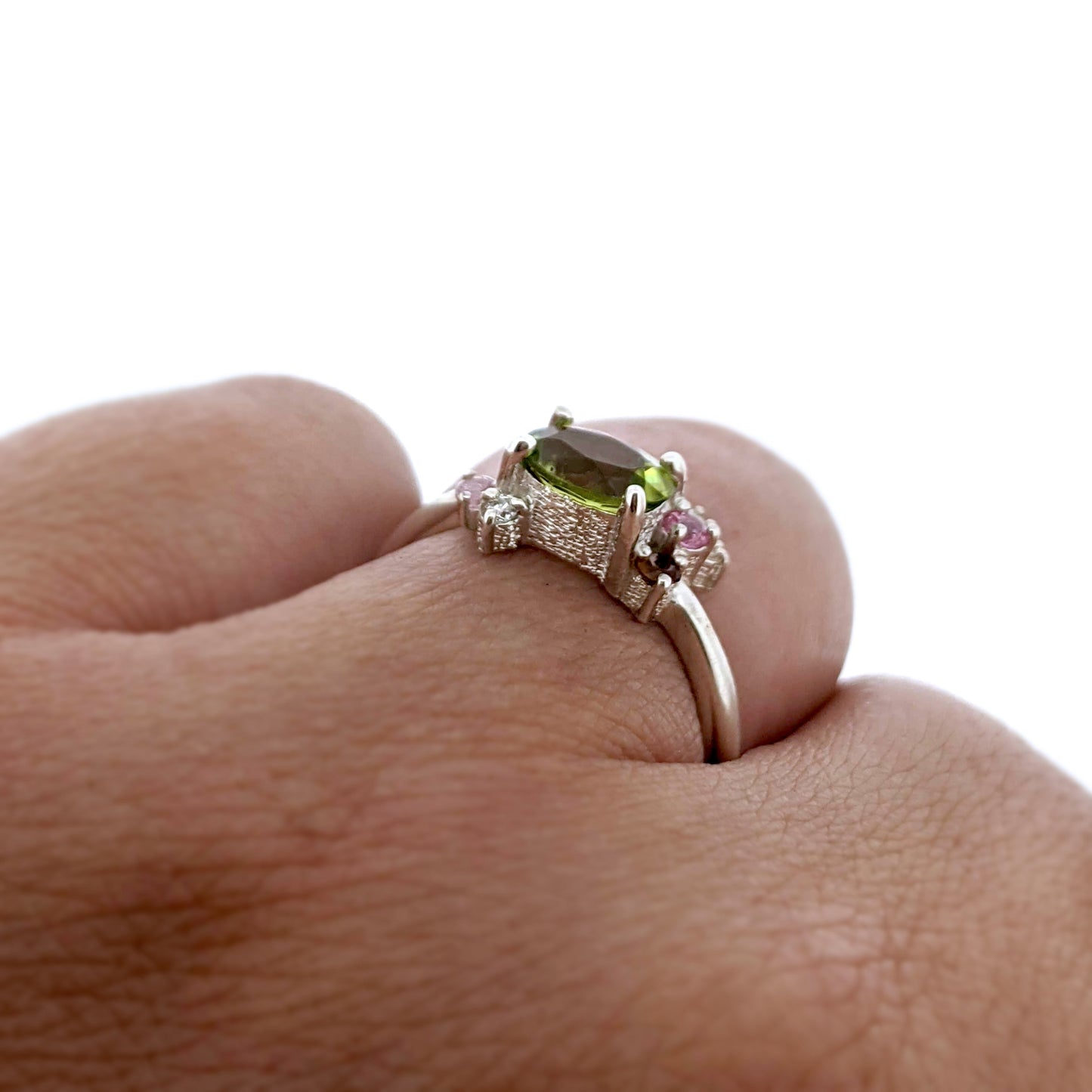 Roman Ring - Pink Tourmaline and Diamond