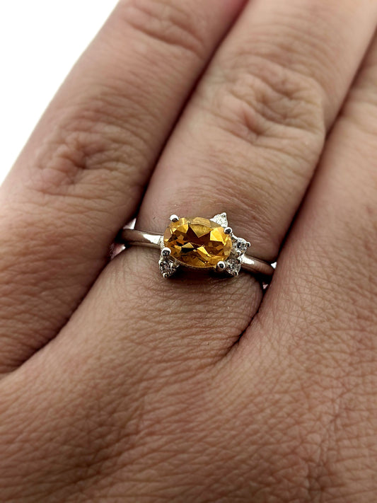 Roman Ring - Citrine and Diamond