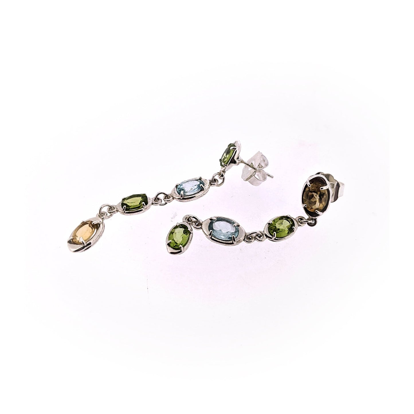 Citrine, Topaz, and Peridot Dangle Earrings