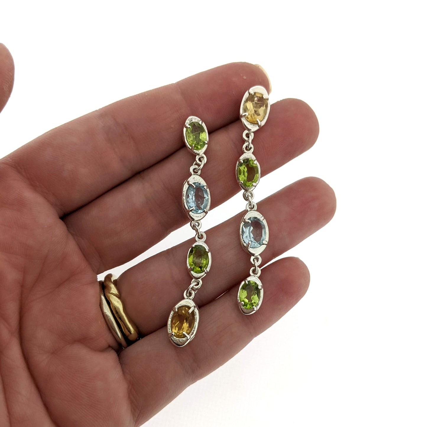 Citrine, Topaz, and Peridot Dangle Earrings