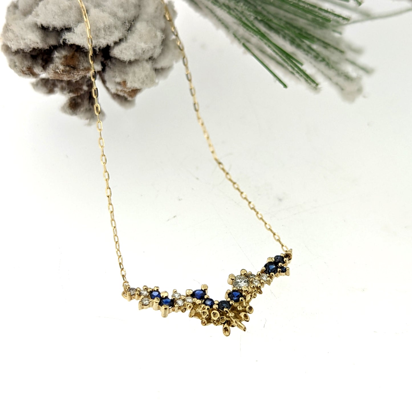 Beatrice Diamond and Sapphire V Necklace