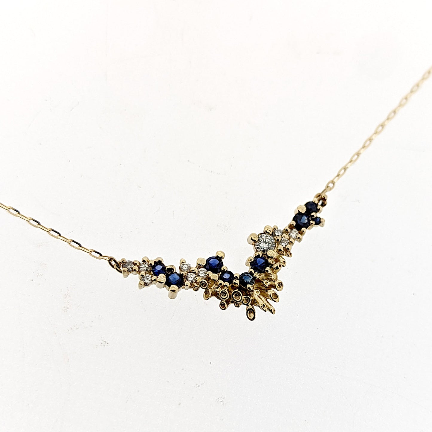 Beatrice Diamond and Sapphire V Necklace