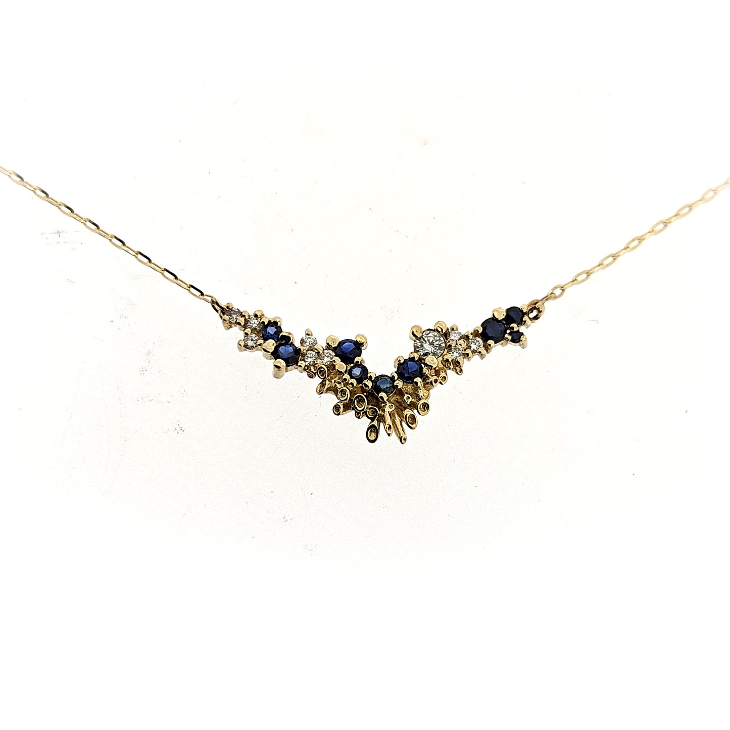 Beatrice Diamond and Sapphire V Necklace