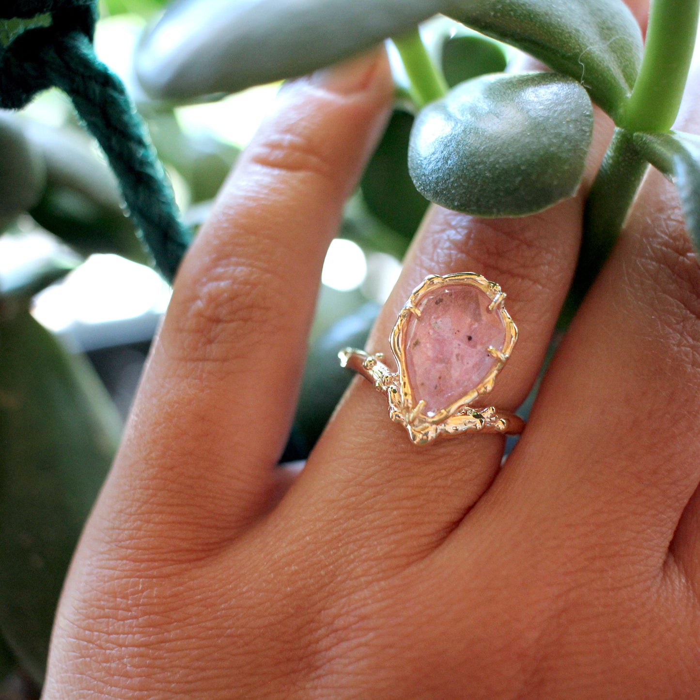 Pale pink sapphire engagement ring; Ocean inspired, nautical or coral reef inspired engagement ring