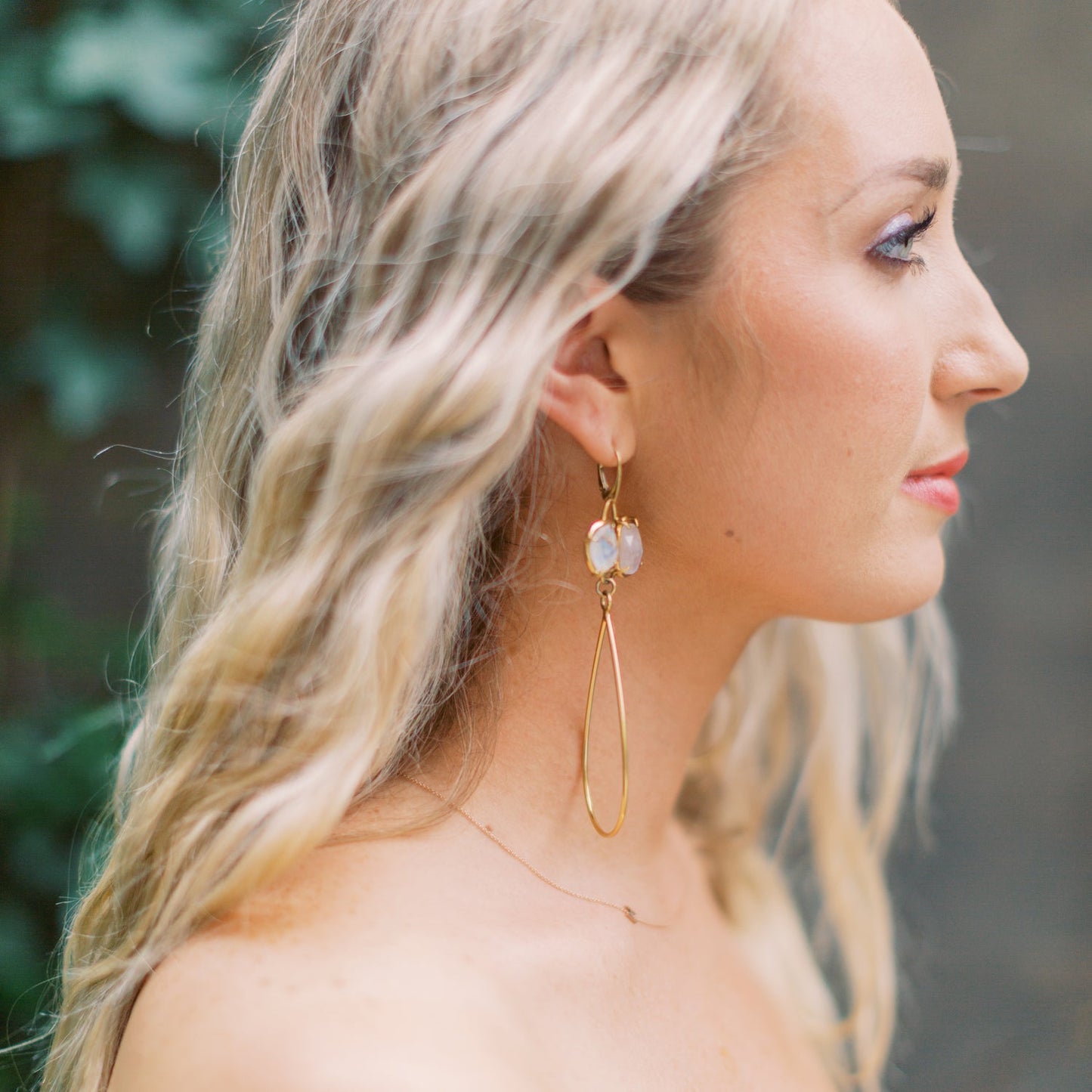 Handmade Adele Earrings in Gold Plated Sterling with Moonstone by Katie Poterala Jewelry, Bridesmaid earrings for the contemporary bride