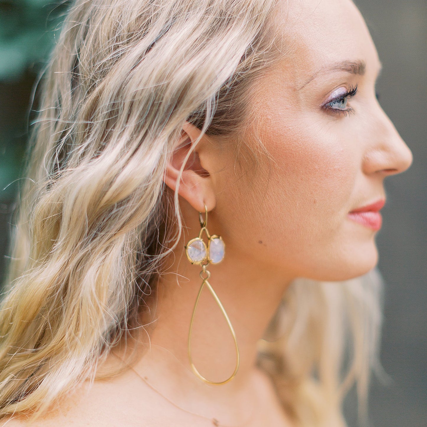 Handmade Adele Earrings in Gold Plated Sterling with Moonstone by Katie Poterala Jewelry