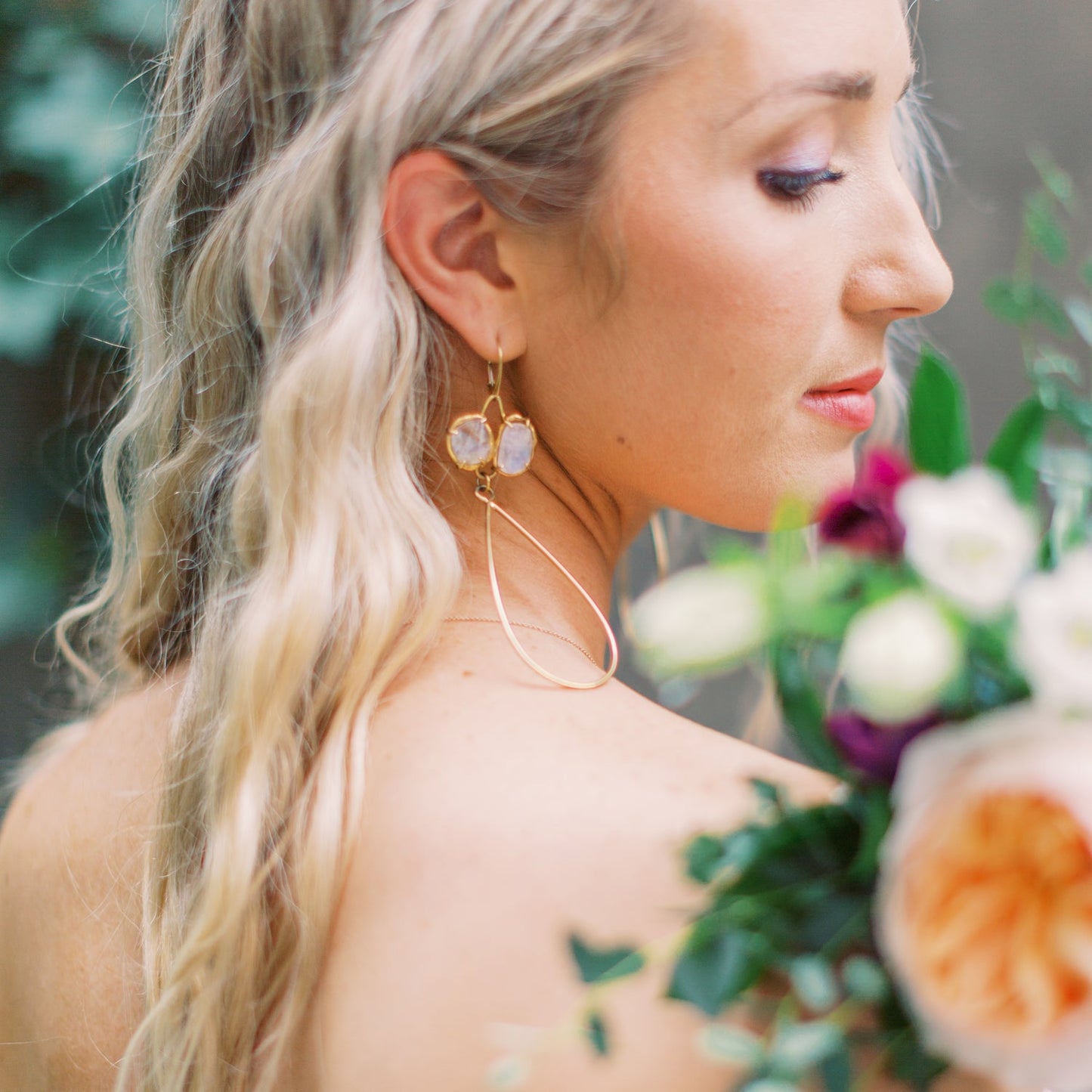 Handmade Adele Earrings in Gold Plated Sterling with Moonstone by Katie Poterala Jewelry, Bridal Jewelry