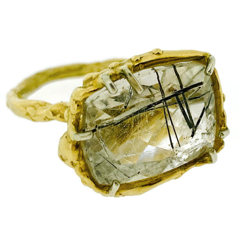 Tourmilated Quartz Organic Ring