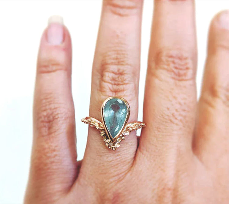 unique handmade organic sea sponge or octopus nature ocean inspired engagement ring