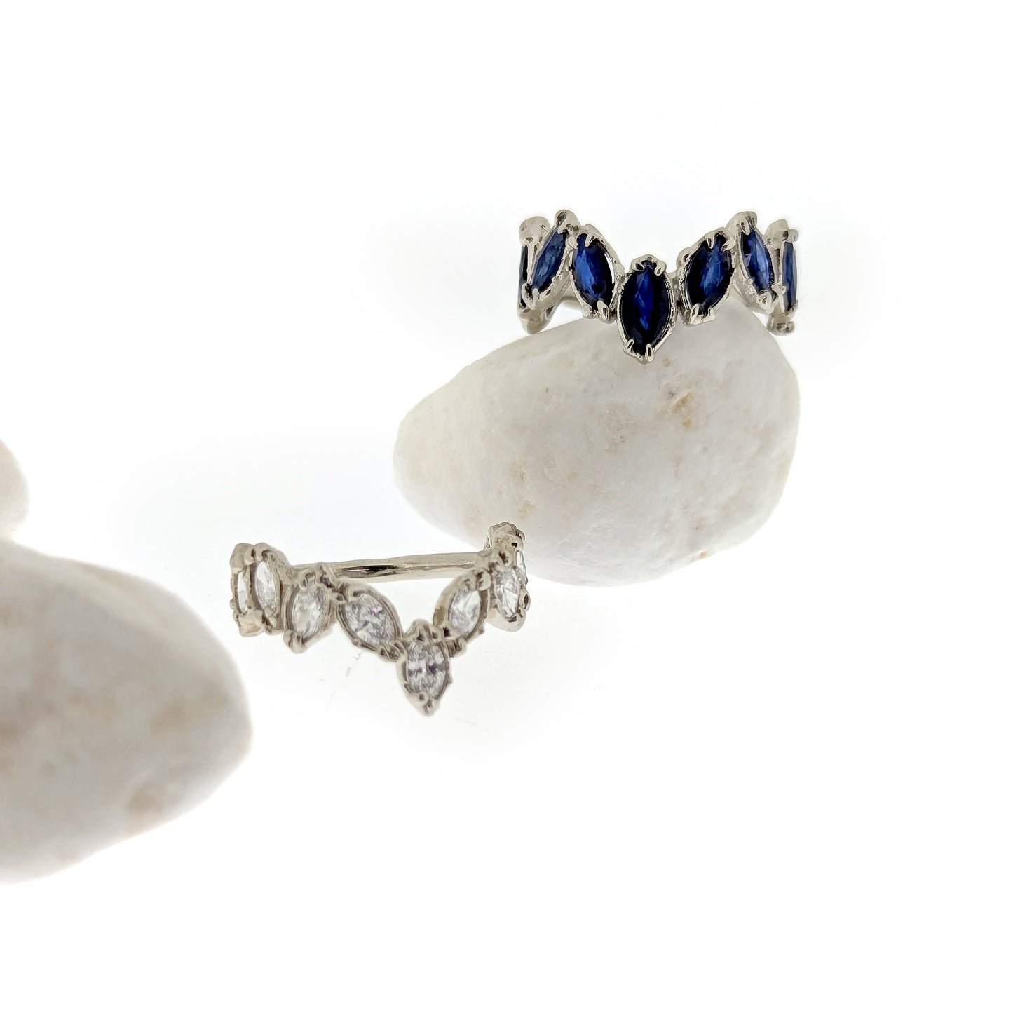 Elisa Organic Marquise Diamond Half Eternity Band
