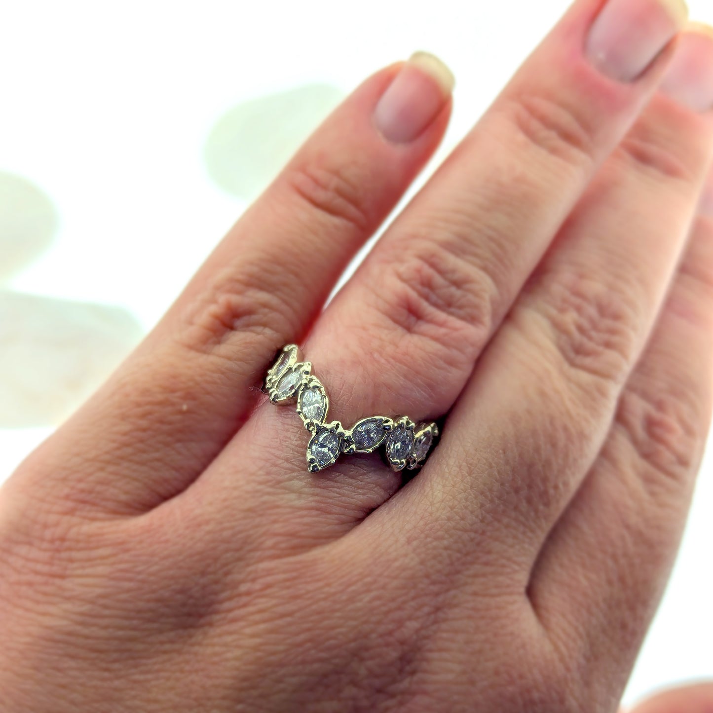 Elisa Organic Marquise Diamond Half Eternity Band