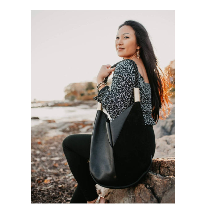 Deep Sea Blue Canvas V Bag - Large