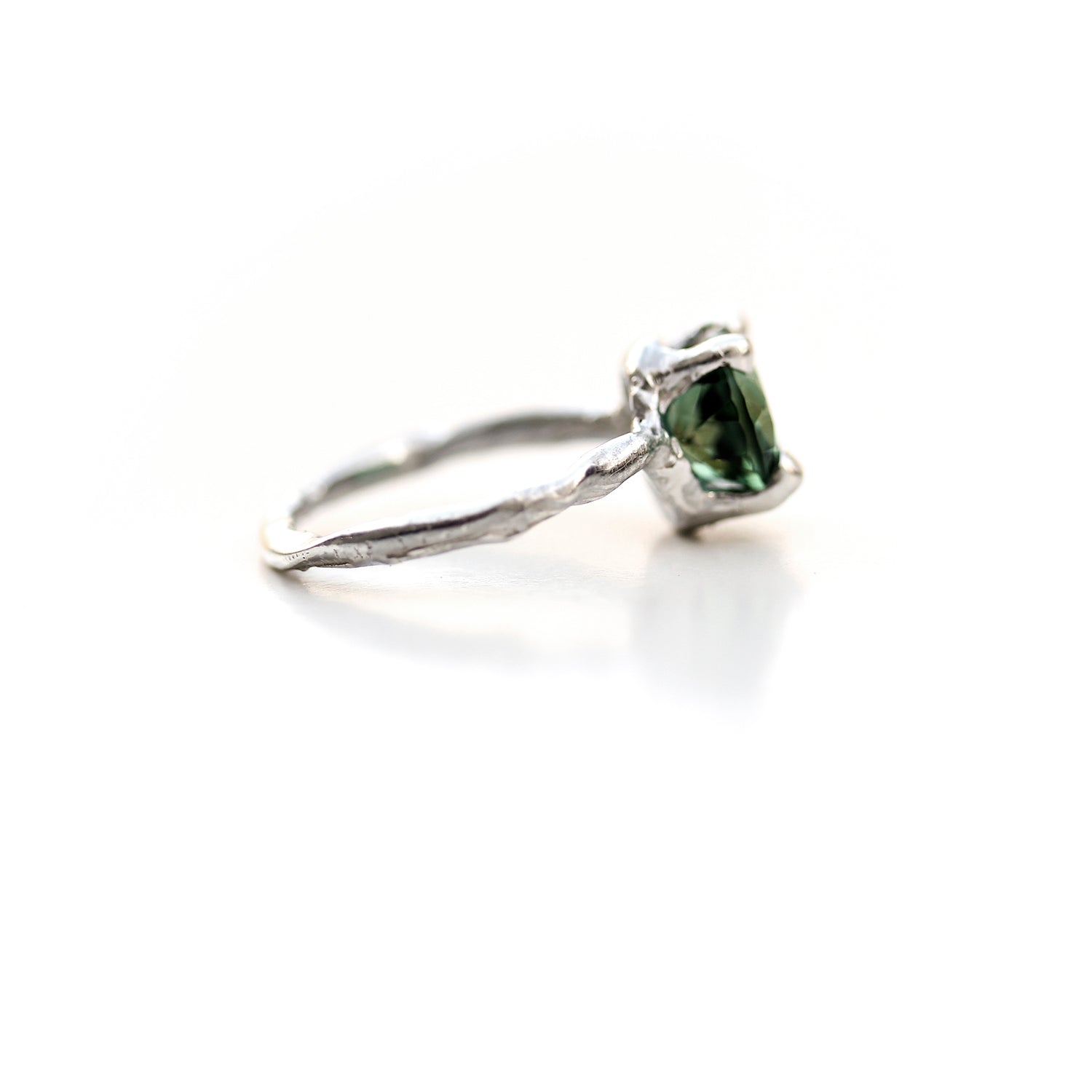 Side View, Green Quartz and Sterling Organic Ring by Katie Poterala Studio