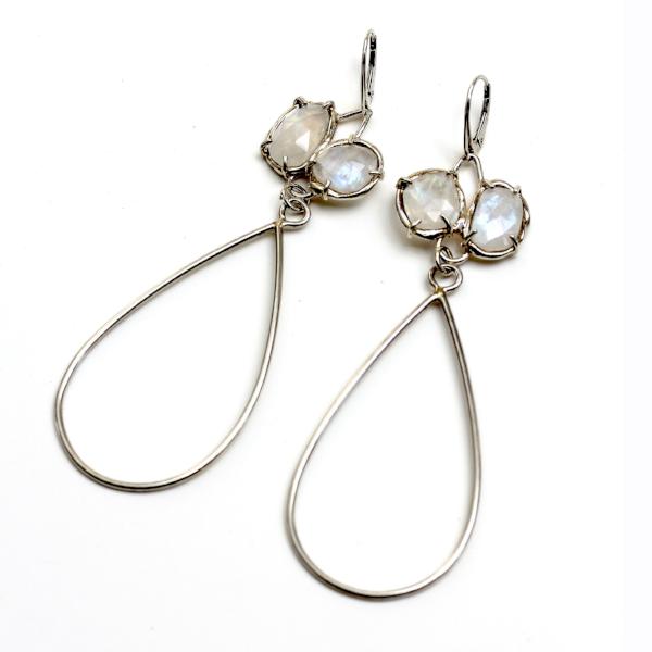 Handmade Adele Earrings in Gold Plated Sterling with Moonstone by Katie Poterala Jewelry, Bridal Jewelry for the modern bride