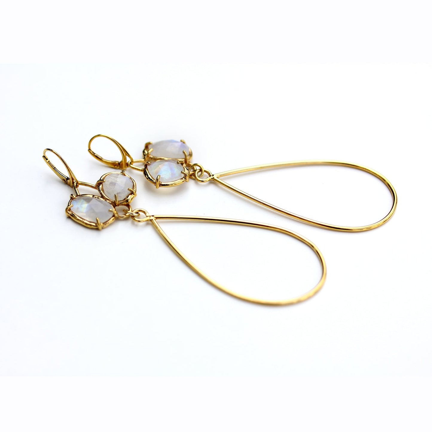 Handmade Adele Earrings in Gold Plated Sterling with Moonstone by Katie Poterala Jewelry
