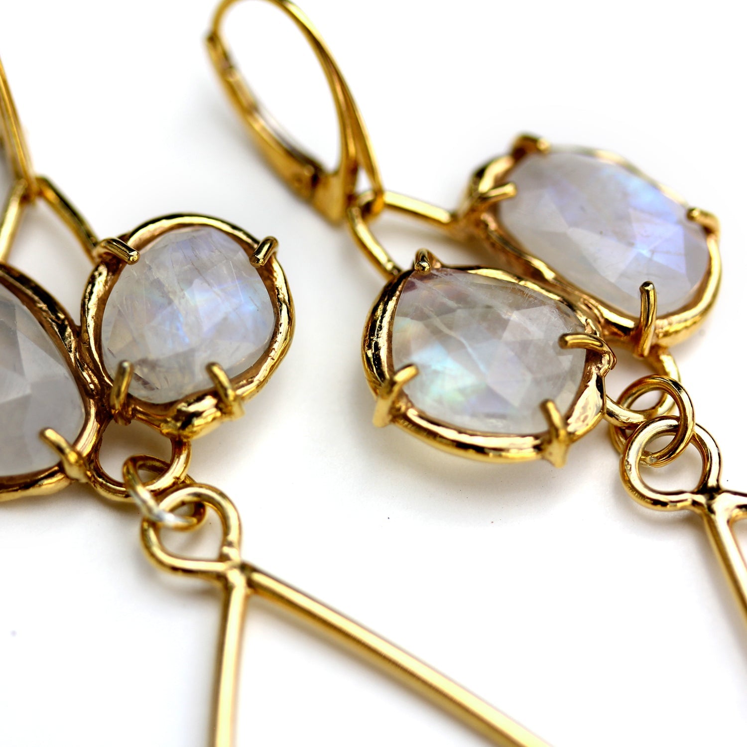 Handmade Adele Earrings in Gold Plated Sterling with Moonstone by Katie Poterala Jewelry -- Detail