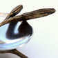 Handmade Salt Cellar or tiny serving dish in Sterling Silver and cast lily bud harvested in Greenville SC, detail shot