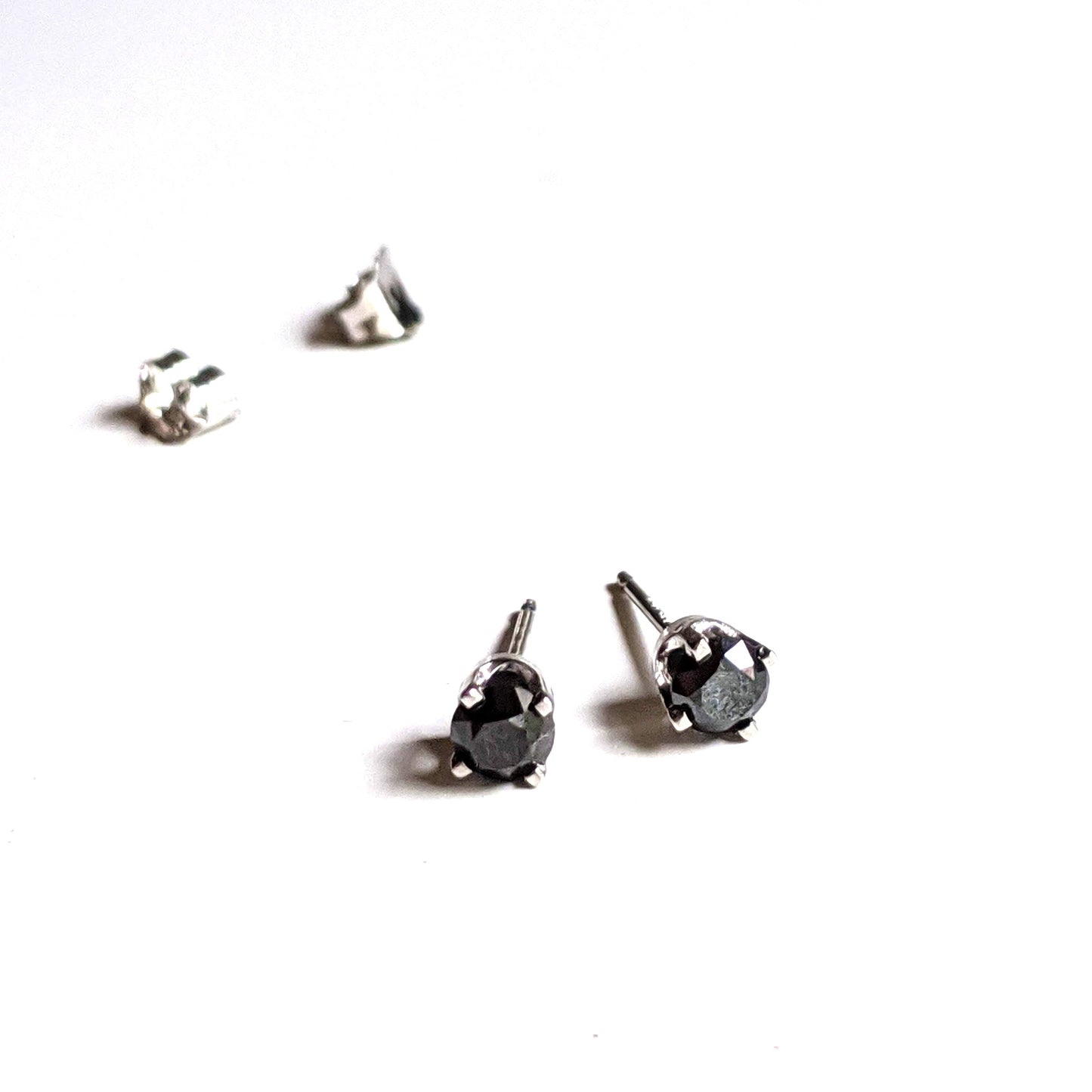 Full view of Black Diamond Stud Earrings.