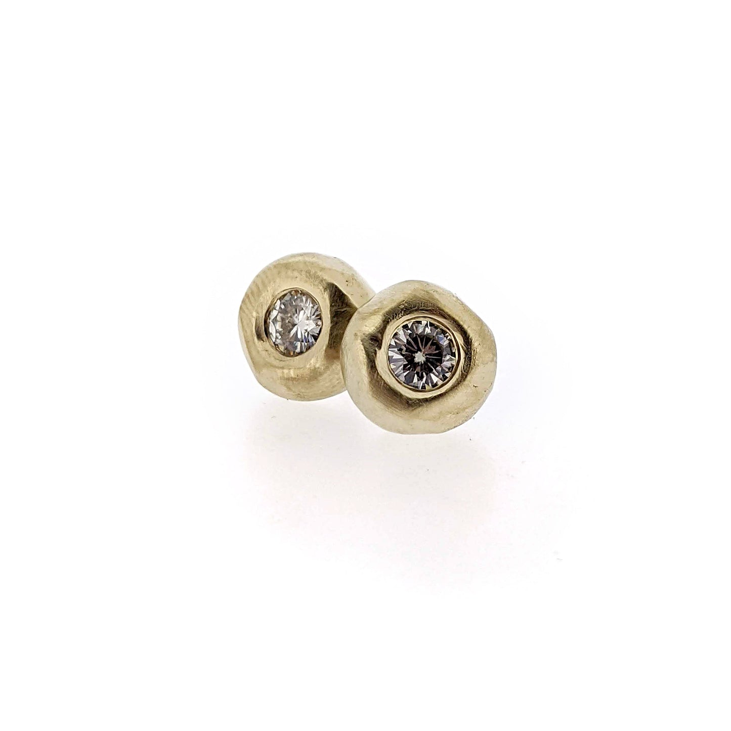 organic recycled gold ethical gold diamond or moissanite stud earrings