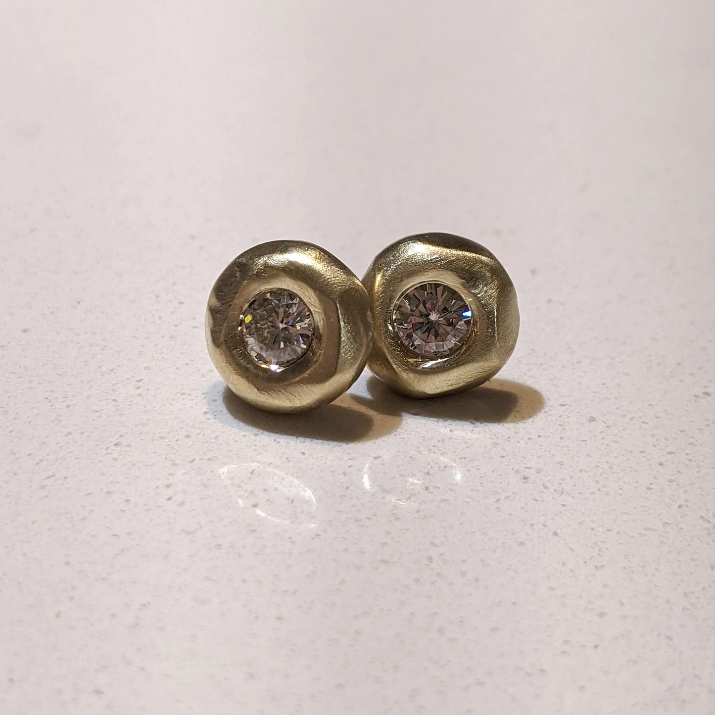 Matte Pillow Diamond or Moissanite Stud Earrings