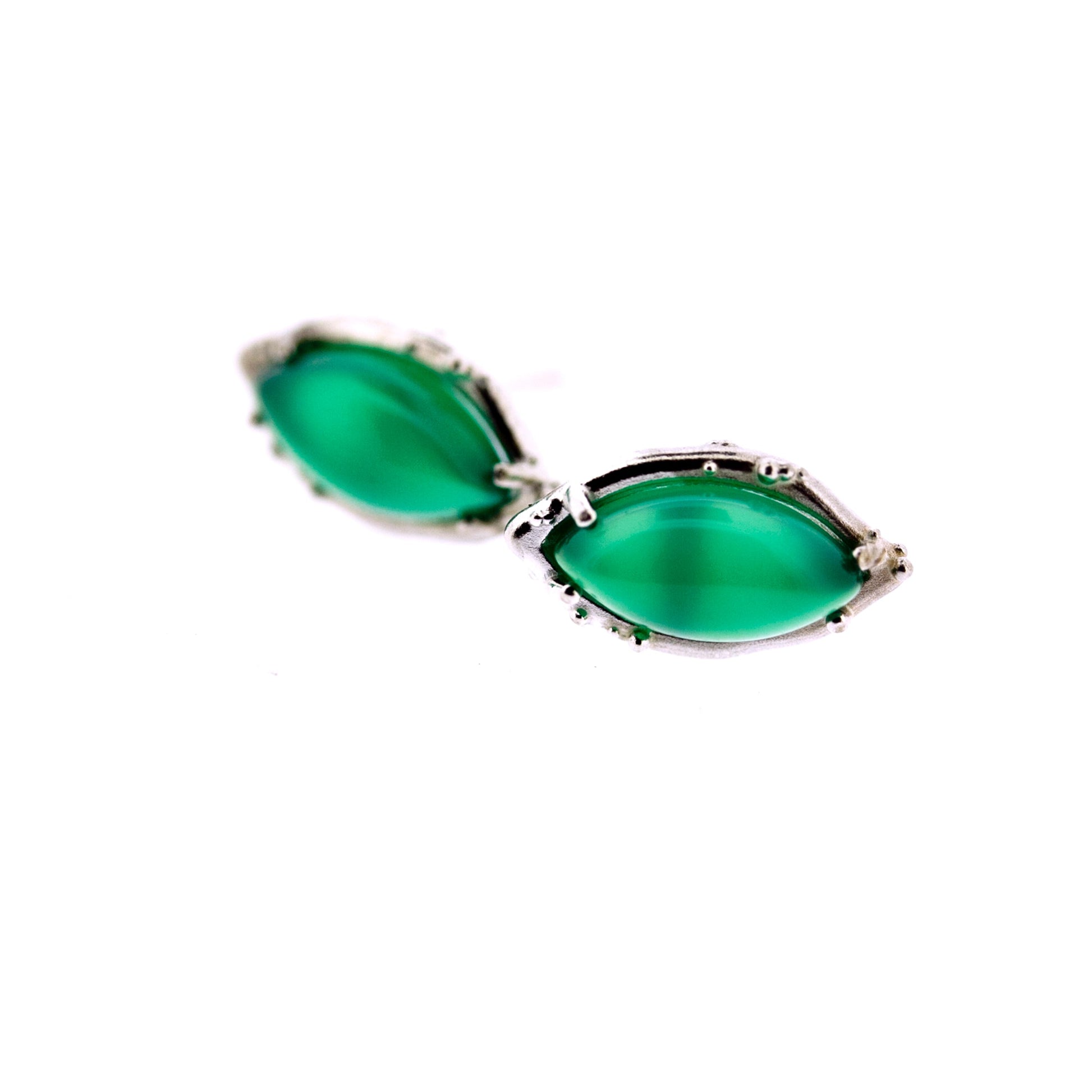 Full view of Rosa - Green Onyx earrings.