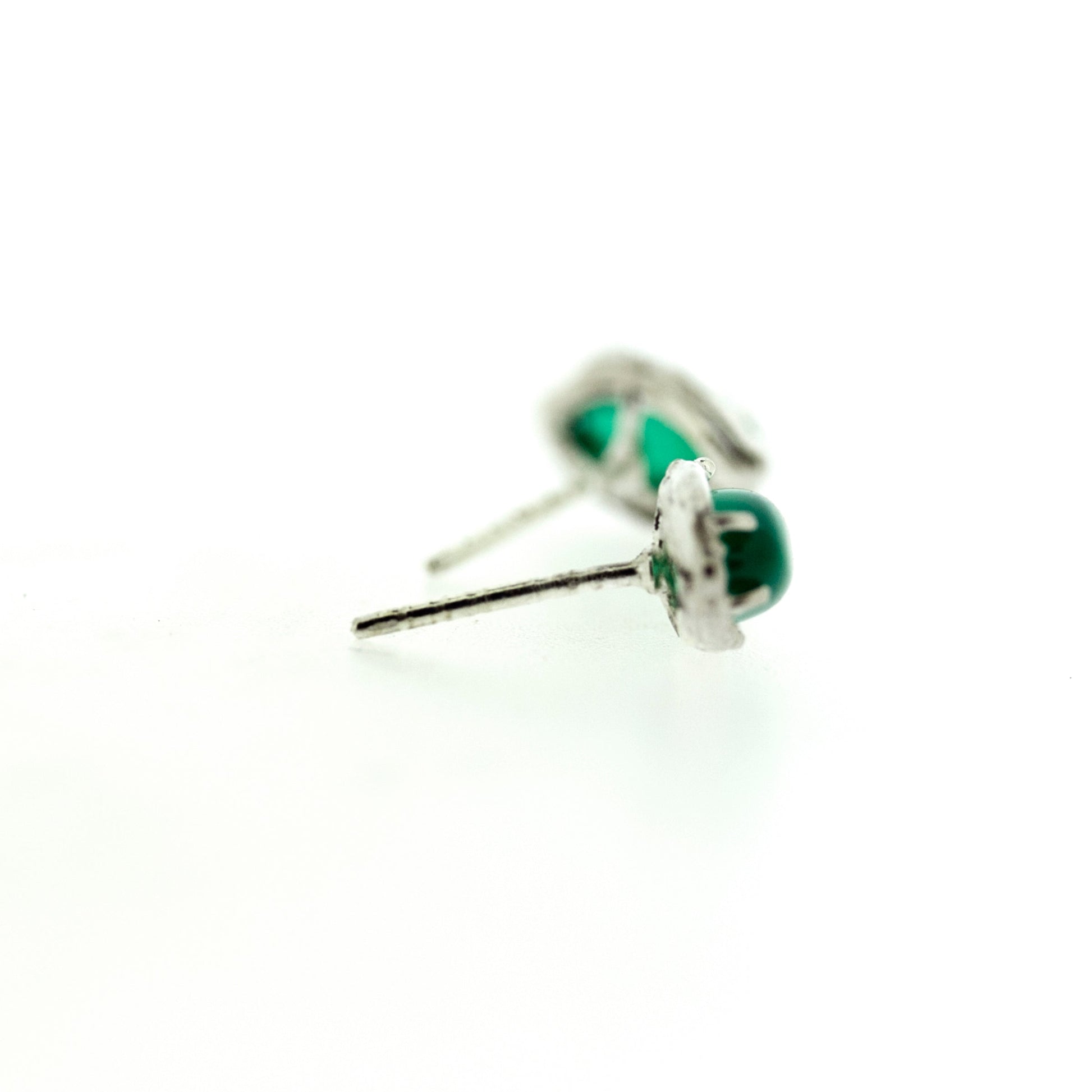 Side view of Rosa - Green Onyx earrings.