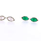 full view of Rosa - Rose Quartz and Green Onyx earrings sitting next to one another.