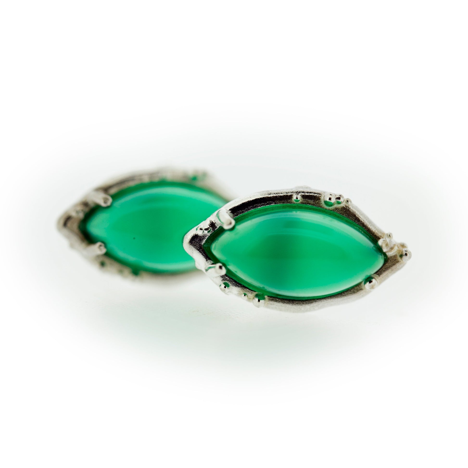 Full view of Rosa - Green Onyx earrings.