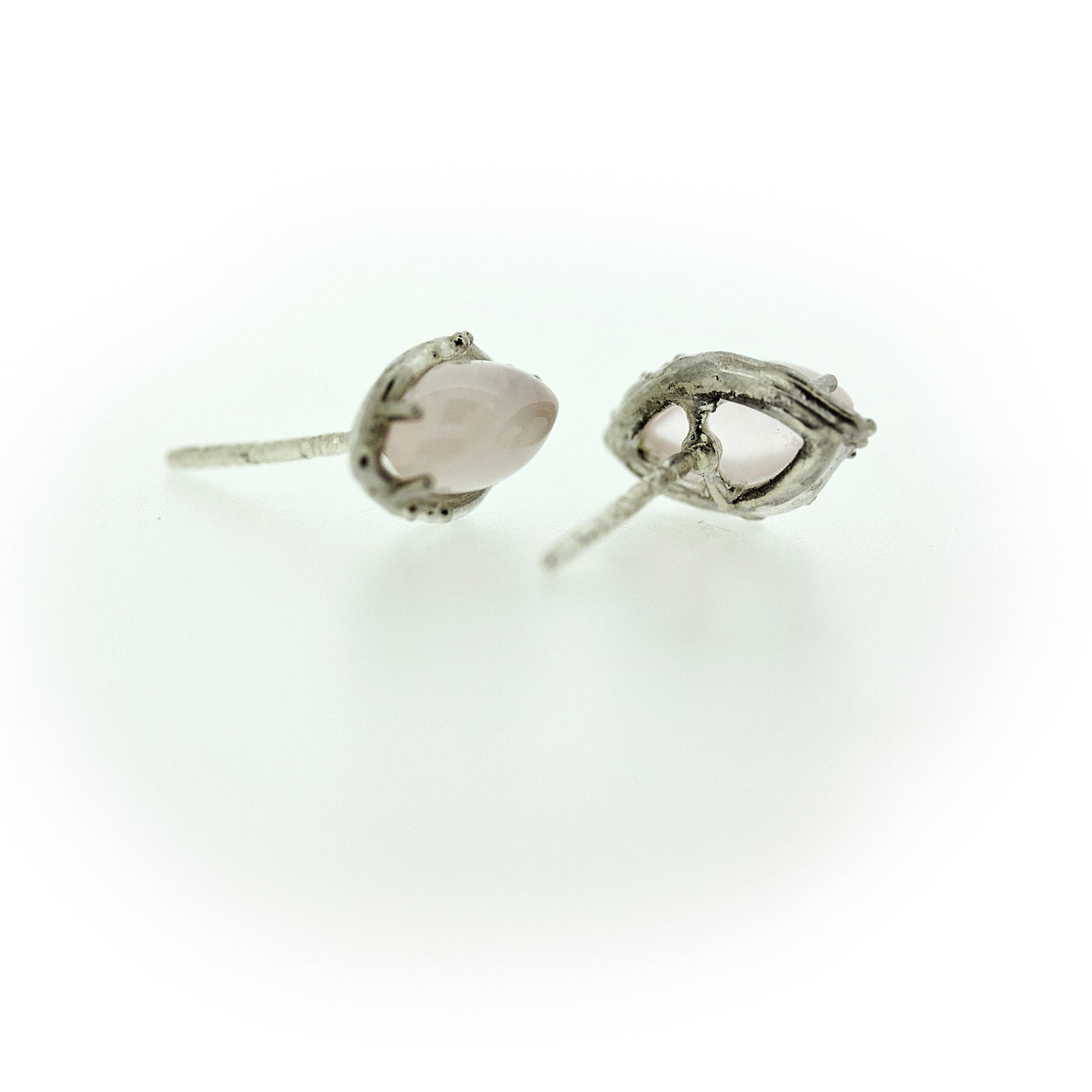 Back and side view of Rosa - Rose Quartz earrings.