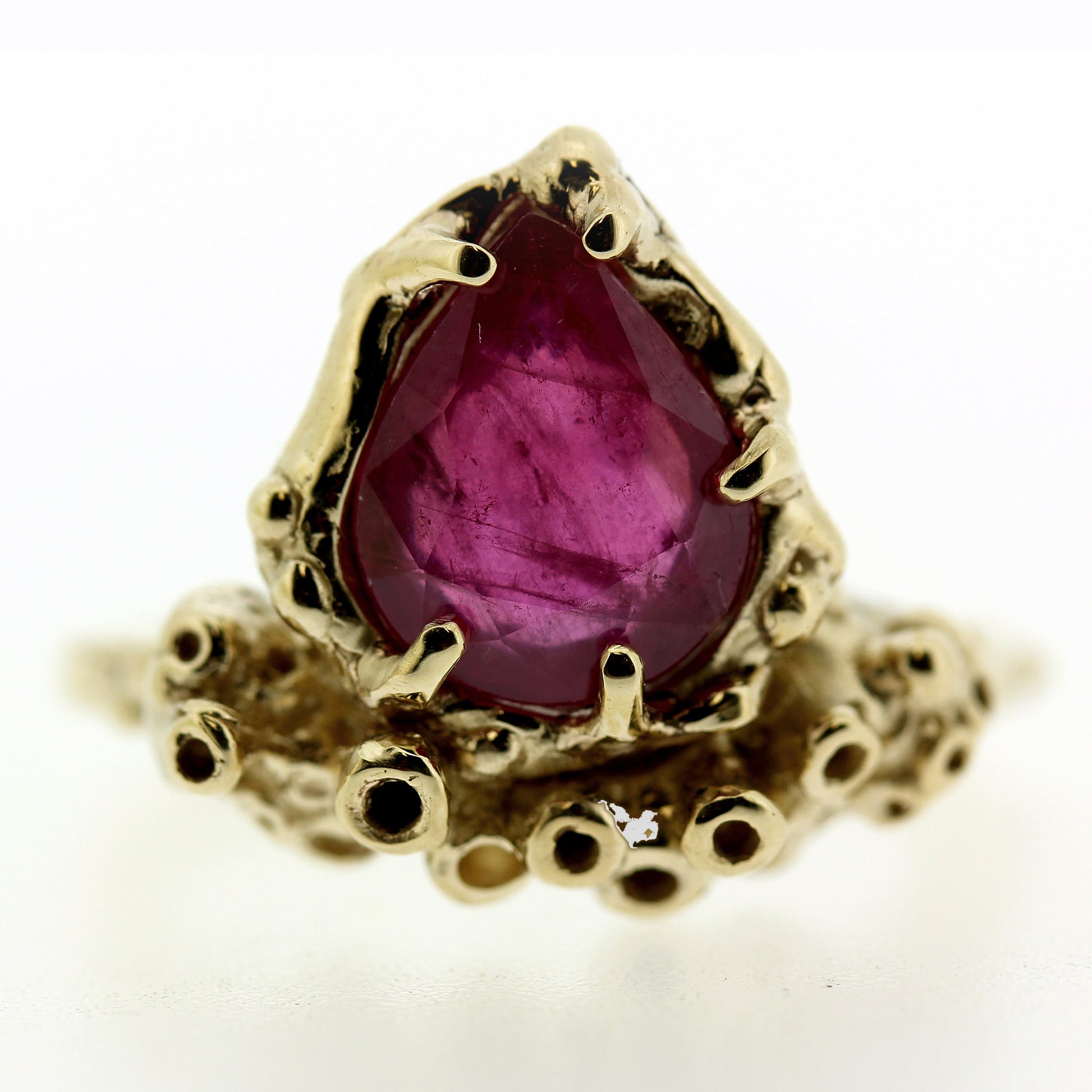 Coral inspired Ruby and gold ring made by Katie Poterala