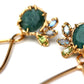 Detail of Organic Rose Cut Emerald and Gold Dangle Earrings with labradorite and peridot accents