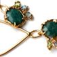 Detail of Organic Emerald and Gold Dangle Earrings with labradorite and peridot accents