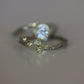 close up view of diamonds flush set in one of a kind organic wedding band