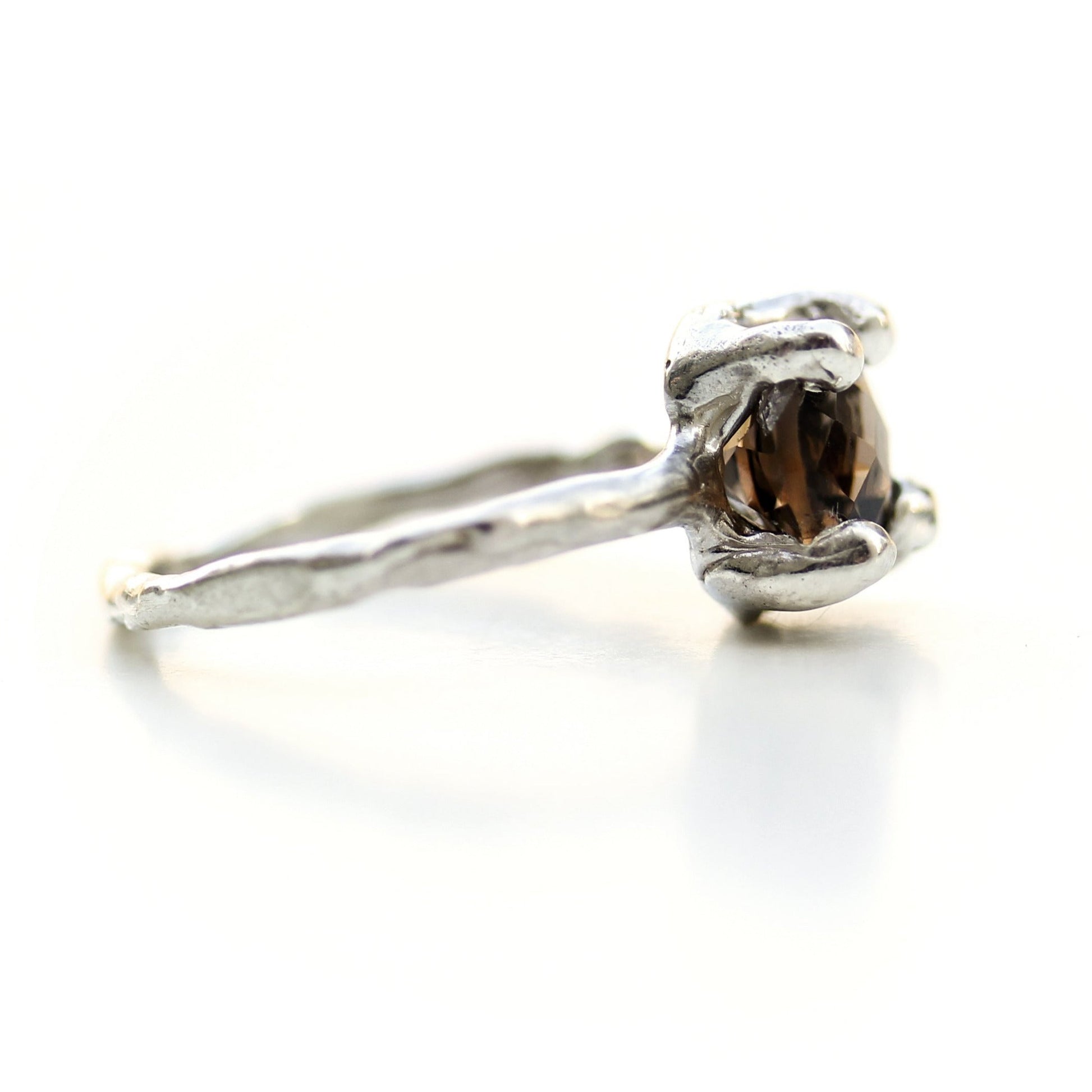 Side view of Ada Ring, here you can see the organic nature of the silver band.