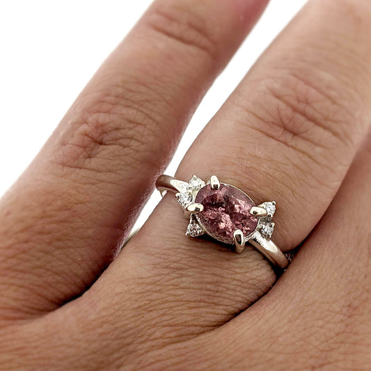 Roman Ring - Pink Tourmaline and Diamond