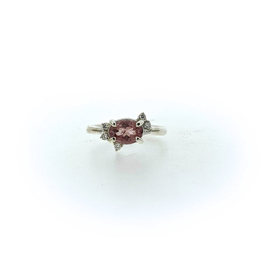 Roman Ring - Pink Tourmaline and Diamond