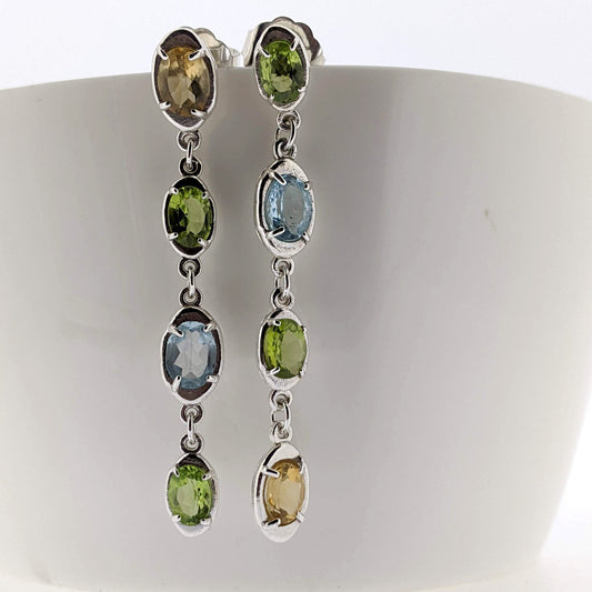 Citrine, Topaz, and Peridot Dangle Earrings