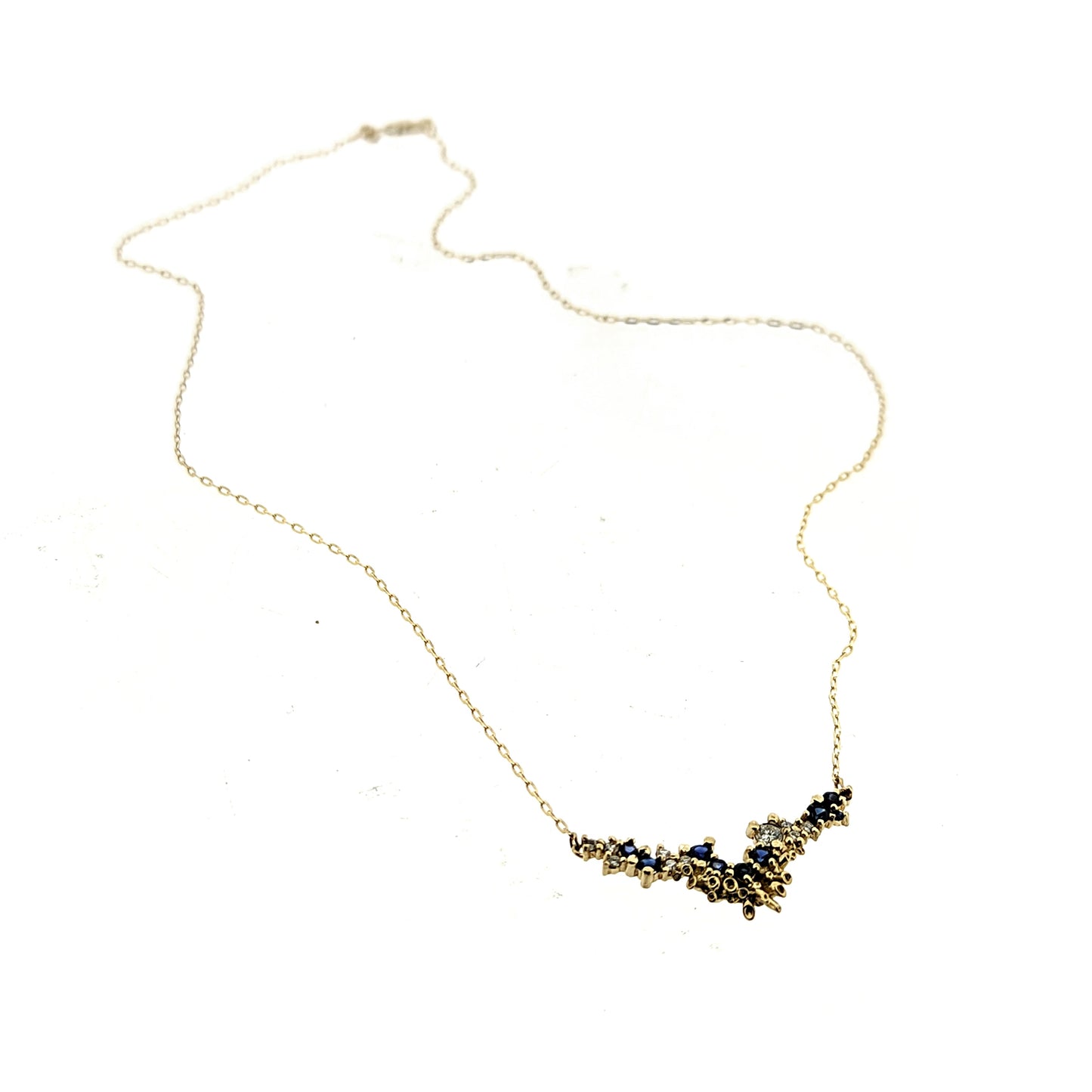 Beatrice Diamond and Sapphire V Necklace