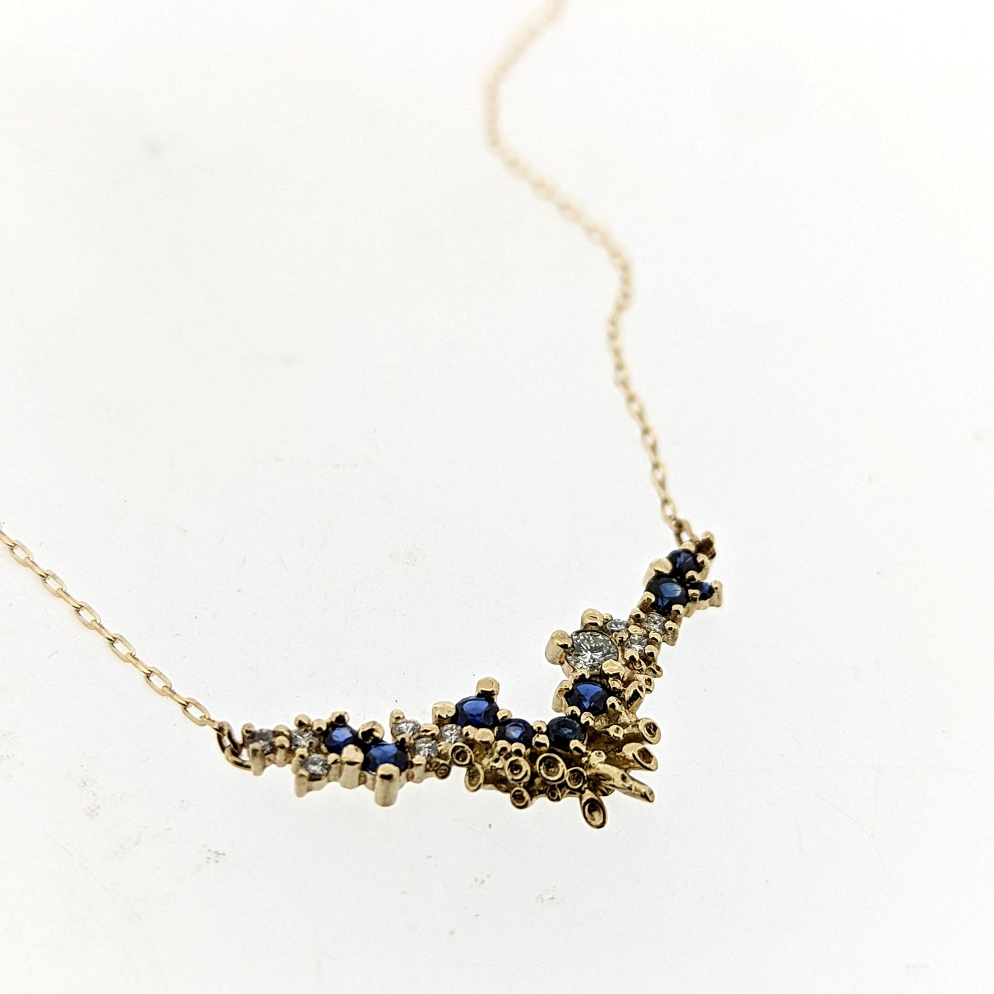 Beatrice Diamond and Sapphire V Necklace